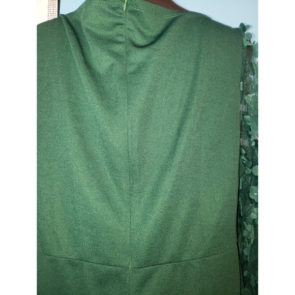 SHEIN Curve Size 2XL Polyester Green Midi Dress Sheer Puff Long sleeves w/petals - Picture 4 of 12